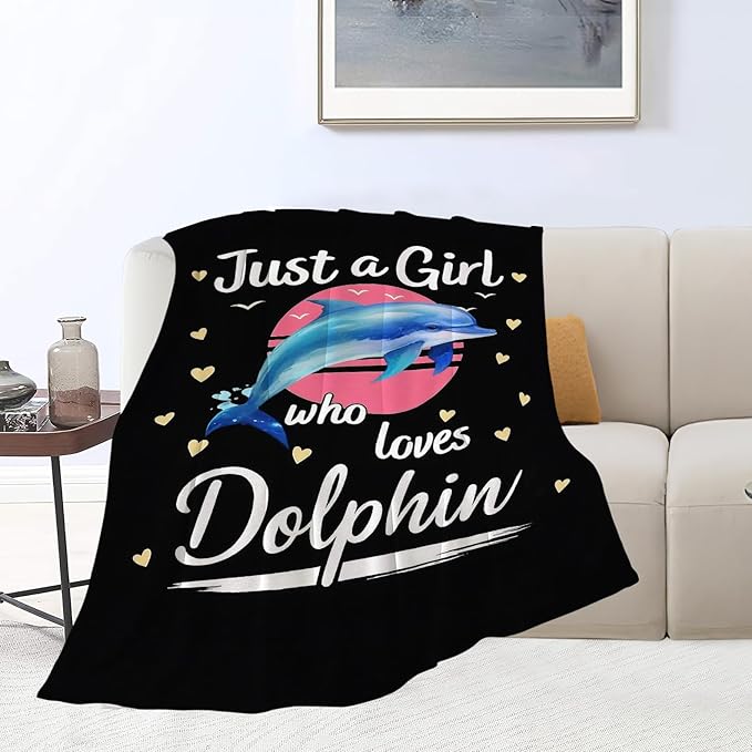 Dolphin Blanket for Girls Ocean Throw Blanket Sea Animal Soft Cozy Fleece Fuzzy Stuffed Plush Flannel Gifts for Women Kids Adults 40''x50''