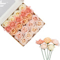 FANKO Artificial Flowers Fake Rose Combo, 5 Mixed Silk Flowers Bouquet Yellow Champagne Rose Cream Roses, Pink Dahlia for DIY Wedding Bridal Bouquets/Centerpieces/Home Decorations