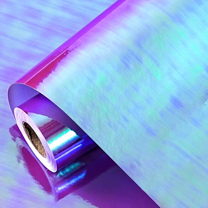 LeZakaa Purple Wrapping Paper Roll, Holographic Iridescent Wrapping Paper for Birthday, Valentine's, Mother's Day, Halloween, Holiday, Large Roll, 30 inches x 32.8 Feet (92.9 sq.ft.)