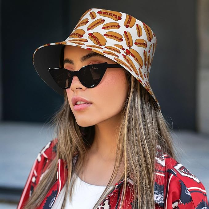 Bucket Hat for Women Men, Summer Print Hat Travel Packable Sun Cap Outdoor Hat for Women and Men