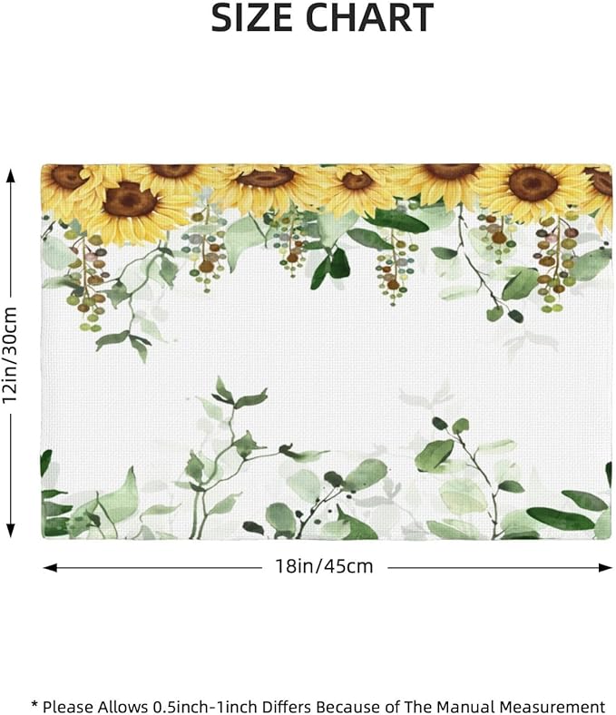 Sunflower Placemats Set of 4,Spring Summer Yellow Floral Flowers Rustic Vintage Dining Table Place Mats, Kitchen Decor Home Decoration 4 PCS, Style-13