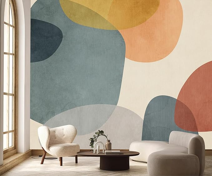 PYFFYP- Abstract Geometric Bohemian Wallpaper murals for Bedroom(Not Peel and Stick)