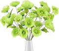 Poppies Flowers Artificial Silk Flowers 32in 6PCS Artificial Poppies Green Flowers for Wedding Home Party Table Centerpiece Arrangement Decoration (Green)