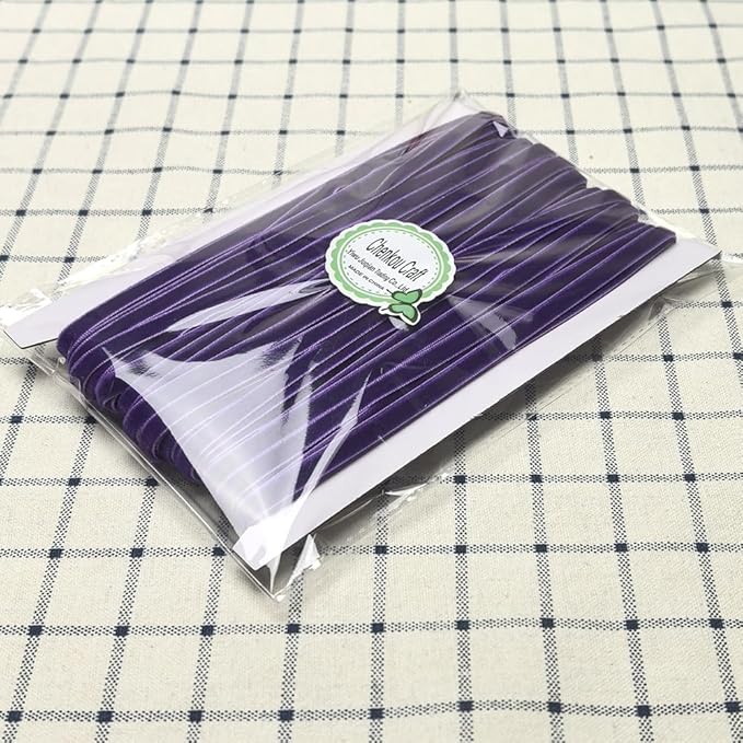 Chenkou Craft Violet 25 Yards 1/4" Velvet Ribbon Lots Bulk (Violet, 1/4"(6mm))