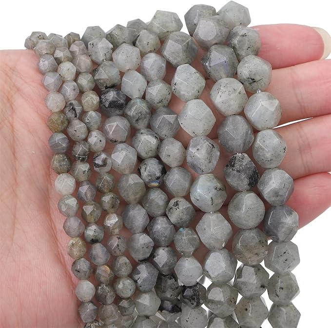 Faceted Natural Spectrolite Stone Round Beads 8mm 36cm/Strand for Jewelry Making