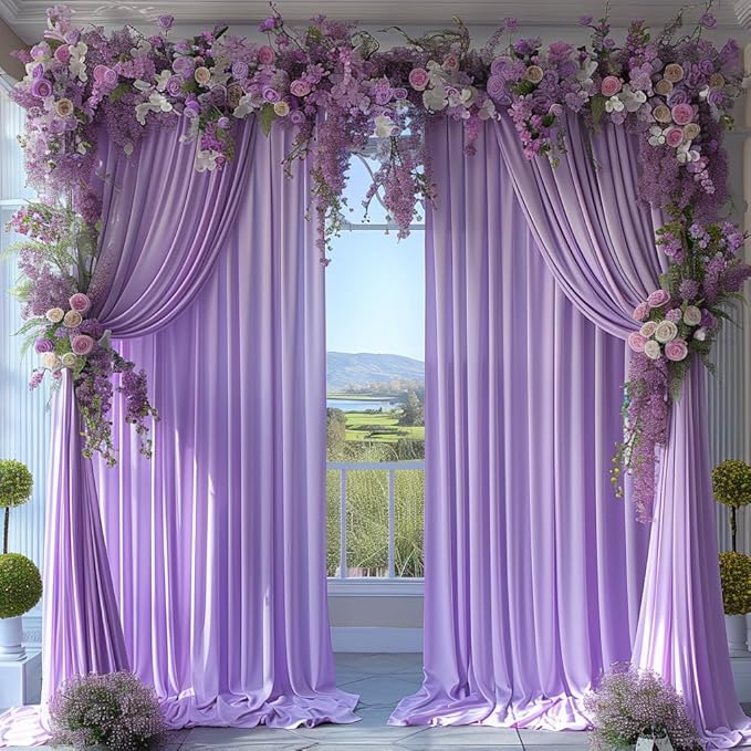 20x10ft Wrinkle Free Lavender Backdrop Curtain for Parties Soft Fabric Drapes Wedding Curtain Backdrop for Birthday Party Decorations Background for Photography 5x10ft,4 Panels