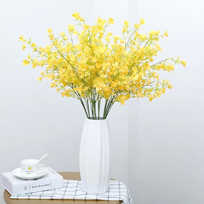Grand Verde 29” Yellow Plastic Flowers Artificial Bouquet Faux Greenery Long Stems for Tall Vase, DIY Crafts Home Decoration, Bulk 5pcs