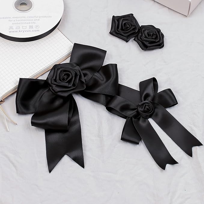 Premium Double Faced Satin Ribbon, 2 Inch x 25 Yards, Black, Perfect for Gift Wrapping, Wedding Decor, Crafts, Sewing, Fade-Resistant