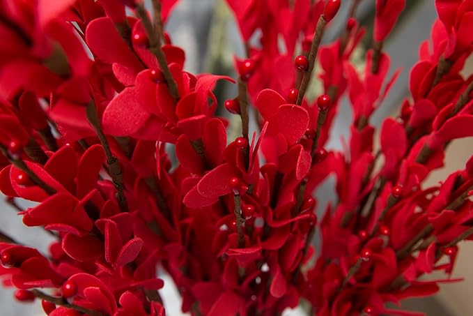 UiiziC Artificial Flowers Jasmine 8 PCS 31"/80cm Faux Plants Bulk Fake Flower Bouquet for Vase Fillers WFloral Arrangement Wreath Wedding Party Bouquets Garden Centerpieces Decor (Red)