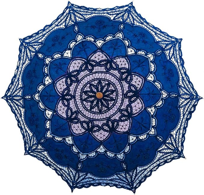 Lace Parasol Umbrella Vintage Wedding Bridal Lace Umbrella for Decoration Photo Tea Party 32 Inch Adult Size