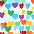 Rainbow Colorful Party-Decorations Heart Garland - 52ft Red Orange Yellow Green Blue Purple Streamers Banner,Boy Girl Kids Birthday Supplies Baby Shower Wedding Welcome Back to School Decor Panduola