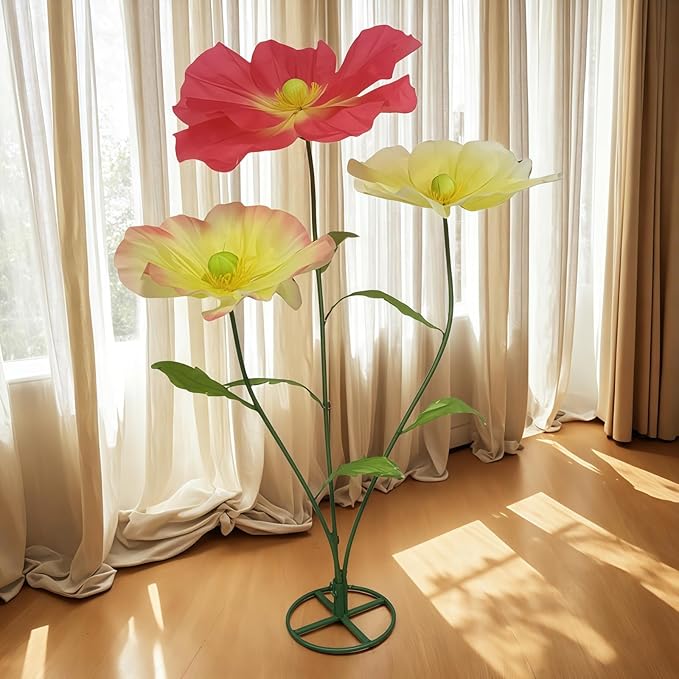 Large Artificial Flower for Decoration with Stands - 5.6 Ft Artificial Silk Giant Flower - Big Artificial Flores Gigantes for Wedding Party Banquet Backdrop Decor, Photography Props Window Display