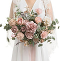 Ling's moment Dusty Rose Wedding Bouquets for Bride, Pink Bridal Bouquets for Bride, 13 Inch Free Form Artificial Wedding Flower Bouquet