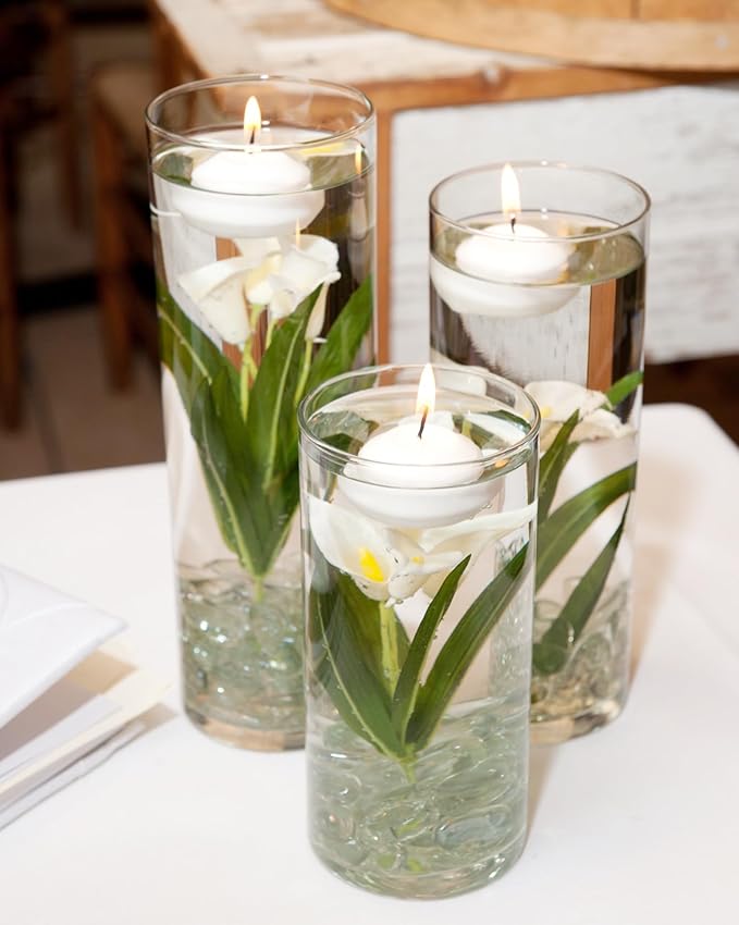 12 Pack Glass Cylinder Vases 8 Inch Tall Clear Flower Vase for Centerpieces, Hurricane Floating Candle Holder Wedding Decorations, Floral Vase Bulk for Table Shelf Party Home Deco (8 x 3.35 Inch)
