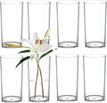 KLIFA- Carlsbad- Set of 8 Pieces, 6.26 Inch Tall, Plastic Cylinder Vases for Centerpieces, Shatterproof, High Transparency, Acrylic Flower Vase for Wedding, Parties and Home Decorations, Clear