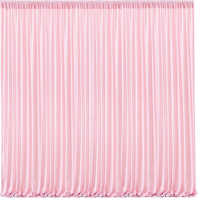 Pink Backdrop Curtains-Wrinkle-Free Polyester Photography Drapes Party Curtain Background for Baby Shower Wedding Decorations- 32 X10FT (Pink)