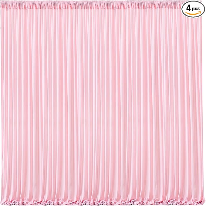 Pink Backdrop Curtains-Wrinkle-Free Polyester Photography Drapes Party Curtain Background for Baby Shower Wedding Decorations- 16 X10FT (Pink)
