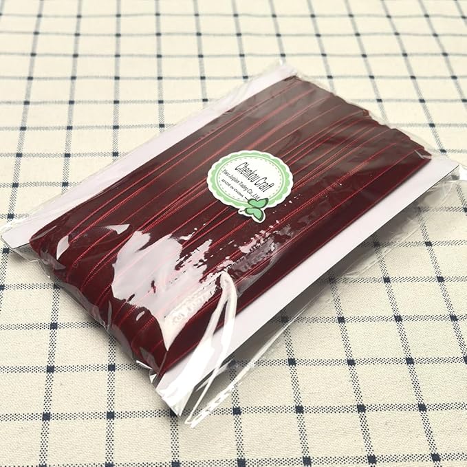 Chenkou Craft Dark Red 25 Yards 3/8" Velvet Ribbon Lots Bulk (Dark red, 3/8"(10mm))