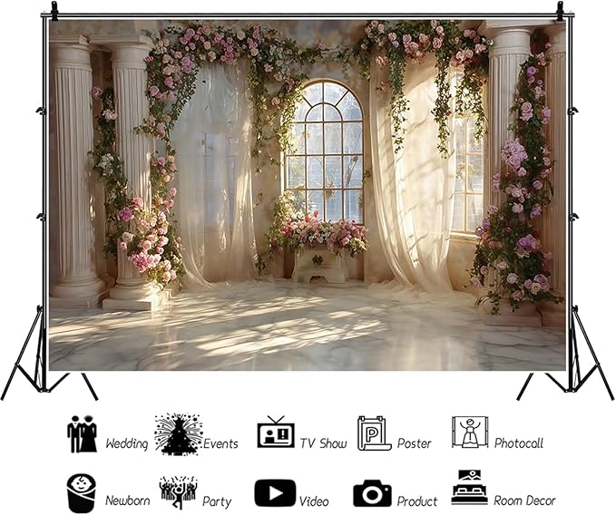 Baocicco Fantasy Castle Backdrops for Wedding 9x6ft Princess Boudoir House Backdrop Windowsills Roman Column Photography Background Bridal Shower Baby Shower Birthday Banner Backdrop