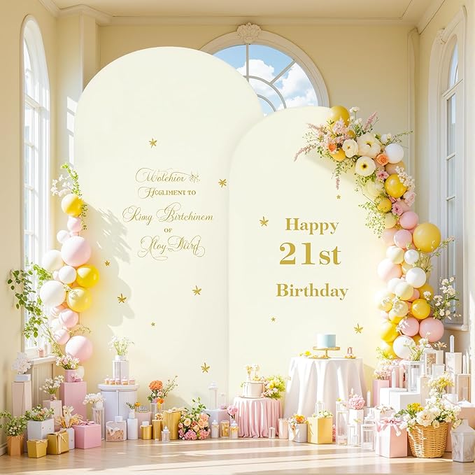 Cream Purple Arch Backdrop Cover Set of 2 Spandex Arch Covers 7.2 and 6ft Wedding Birthday Party Arch Covers Stretchy Backdrop Bridal Baby Shower Biege Lavender Arch Stand Cover