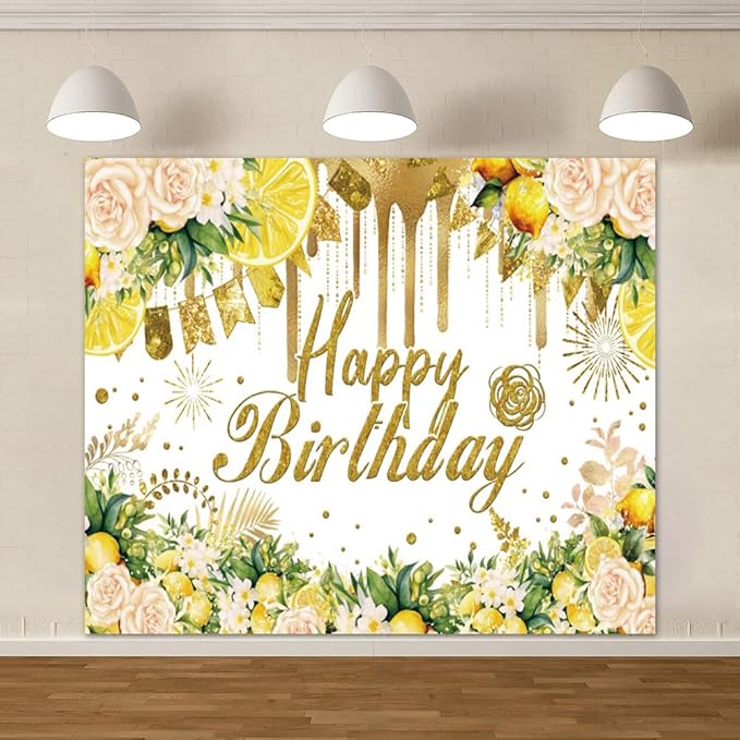 10x8ft Gold Floral Birthday Backdrop, Rose Gold Glitter Bokeh Photography Background Girls Birthday Party Cake Table Decorations Photo Shoot Banner Props