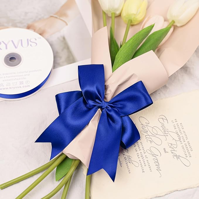 Royal Blue Satin Ribbon, 1.5 Inch X 50 Yards, Premium Polyester Satin for Gift Wrapping, Crafts, Wedding Decor