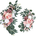2PCS Wedding Arch Flowers, 23'' & 15'' Pink Artificial Wedding Arch Floral Swag Arrangement for Reception Backdrop Decoration, Bridal Shower, Baby Shower, Photo Backdrop Decorations