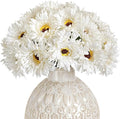 Letjolt Artificial Gerbera Daisy Flowers African Daisy White Silk Flowers Home Decorations Faux DIY Bouquet for Wedding Engagement Centerpieces Arrangements