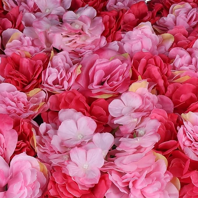 6Pcs 15.75"x 23.62"x 0.79" Artificial Flower Wall Panels,Flower Wall Mat Silk Flower Panels for Outdoor Garden Backyard Fence Fence Privacy Screen and Indoor Wall Decor (6Pcs Rose Red)