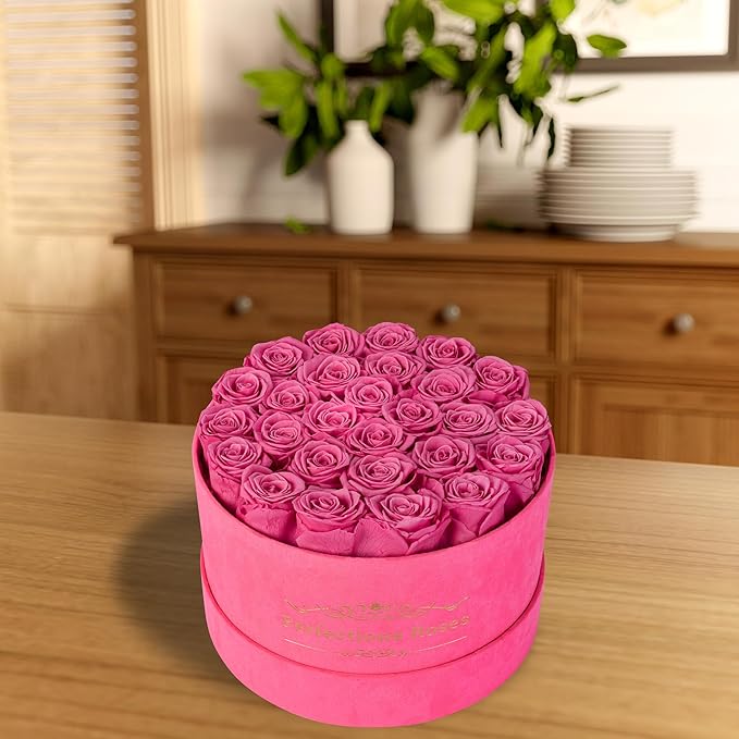 Perfectione Roses 27 Roses in a Box, Mothers Day Rose, Preserved Flowers for Her, Flowers for Delivery Birthday Gifts for Women (Velvet Pink)