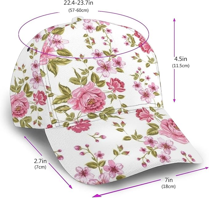 Floral Baseball Cap for Women Fashionable Adjustable Dad Hat Low Profile Running Hat for Summer Sporting Working Hiking