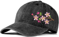 Cute Flower Hat, Elegant Floral Embroidered Adjustable Baseball Cap for Men Women, Gifts for Flower Lovers, Black