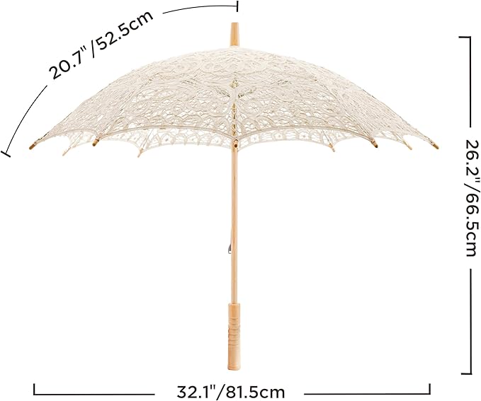 BABEYOND Lace Umbrella Parasol Vintage Wedding Bridal Umbrella for Decoration Photo Lady Costume Tea Party