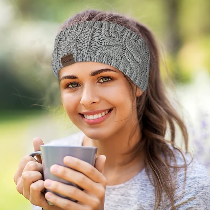 Loritta Womens Ear Warmers Headbands Winter Warm Fuzzy Cable Knit Head Wrap Fleece Lined Gifts