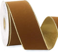 Ribbli Khaki Velvet Wired Ribbon 2.5 Inch Luxury Matte Velvet Christmas Ribbon for Gift Wrapping Christmas Tree Decoration Crafts Wreaths Supplies - 10 Yards