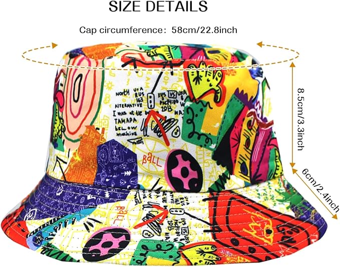 XYIYI Cute Bucket Hat Beach Fisherman Hats for Women, Reversible Double-Side-Wear