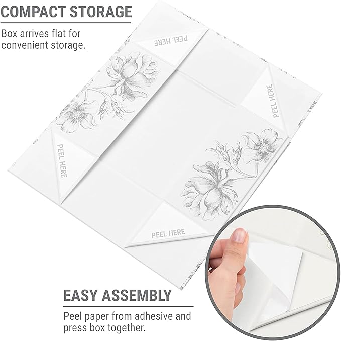 Luxury Keepsake Gift Box 3-Pack | Silver Floral Decorative Boxes with Magnetic Lids for Presents, Wedding Memory Box, and Bridal Gifts. 11.5" x 7.5" x 3.5"