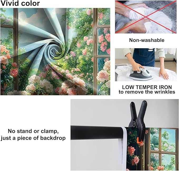 Baocicco 15x10ft Flowers Windowsill Photography Background Spring Floral Retro Oil Painting Photo Backdrop for Valentines Mothers Day Birthday Wedding Party Decorations Girls Women Portraits