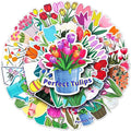 Tulips Vinyl Stickers for Teens Boy Girls Kids|50 Pcs|Trendy Cartoon Waterproof Stickers for Laptop Phone Tablet Luggage Flasks Water Bottle Notebook Scrapbook,Aesthetic Flowers Decals Pack(Tulips)