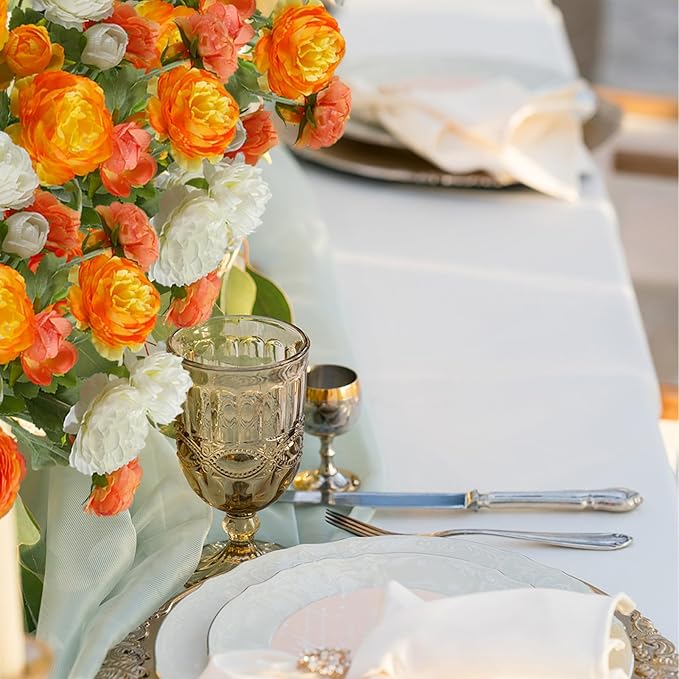 6 Pcs Artificial Flowers Silk Peony Rose Single Stem Artificial Flowers Orange Faux Peony Bouquet Floral Arrangement Bundle Fake Flowers Bulk for Table Centerpiece Wedding Farmhouse Home