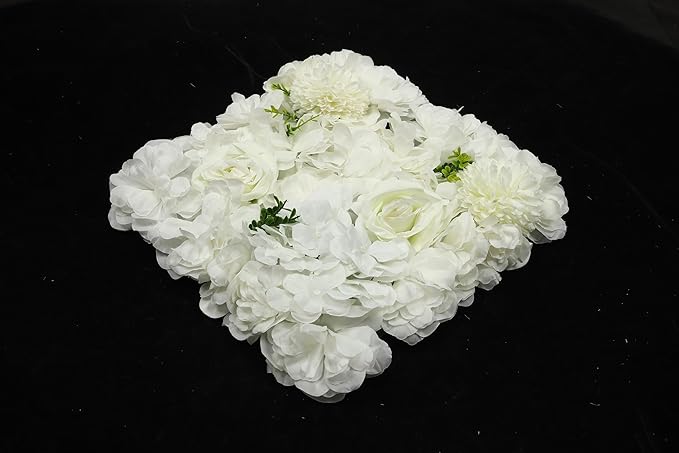12Pcs Artificial Flower Wall Panel 3D Floral Backdrop Walls 15" X 15" Flower Wall Decor Flower Backdrop Faux Rose Panel for Party Home Background Decor, White