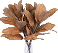 4 Artificial Magnolia Leaf Stems, Real Touch Fake Green Branches for Flower Arrangement, Centerpiece for Indoor and Outdoor Home Dining Tables, Wedding and Party Decorations(Yellow)