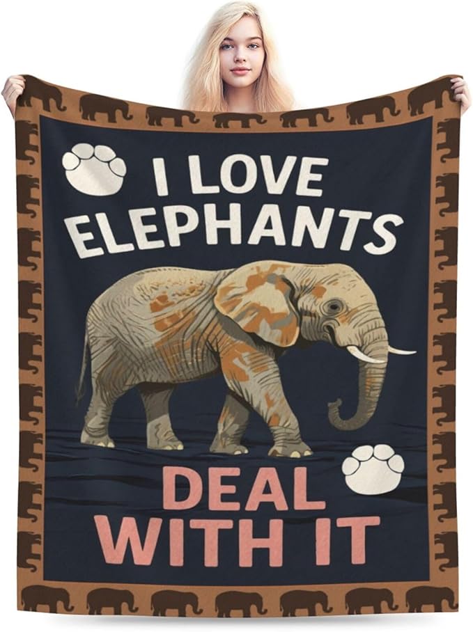Elephant Blanket Elephants Throw Blanket Animal Soft Cozy Fleece Fuzzy Stuffed Plush Flannel Gifts for Girls Women Boys Kids Adults 60"X80"