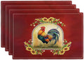 Rooster Sunflower Placemats Set of 4, Farmhouse Country Farm Chicken Animal Red Double-Sided Table Mats for Kitchen Dining Room Home Party Indoor Decor 4 PCS 12x18 Inch