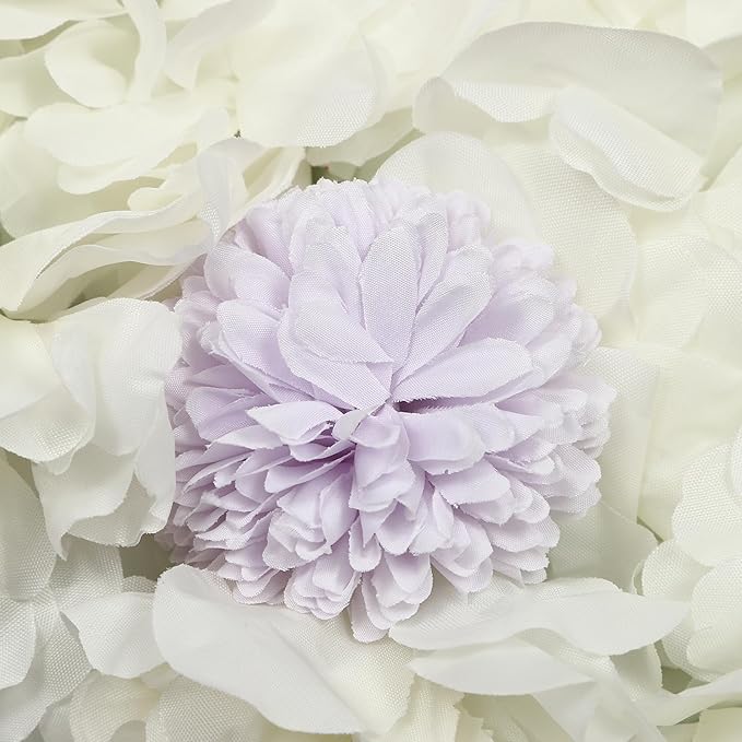Flower Wall Panel Set,Artificial Wall Flower Backdrop,12 Pcs 15" X 15" 3D Silk Hydrangea Rose Floral Panel,Faux Roses Artificial Flower Backdrop for Wall Decor (12 PCS White&Purple)