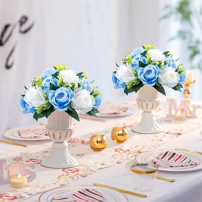 Sziqiqi Pack of 10 Fake Flowers, Silk Rose Flowers, Suit for Wedding/Party Centerpiece Road Lead Flower Rack Decorations, 10 Pieces