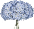 10PCS Artificial Hydrangea Flowers, Fake Hydrangea Silk Flowers Heads with Stems for Wedding Home Party Shop Baby Shower Decoration-Light Blue