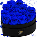 16-Piece Forever Flowers Heart-Shaped Box – Real Immortal Preserved Roses Lasting a Year, Perfect for Birthday, Girlfriend, Mother, or Wife, Valentine Day Gift for Her - Blue