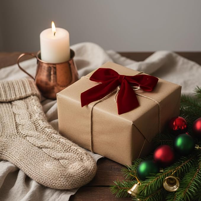 30 Pcs Velvet Ribbon Bows 5" x 4" Pre Tied Christmas Velvet Bows with Twist Tie for Gift Packaging Christmas Tree Wreaths Door Windows Wedding Party Decoration(Xmas Colors)