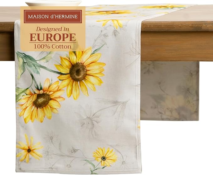 Maison d' Hermine Table Runner 100% Cotton Double Layer Table Runners 72 inches Long Decorative for Home Kitchen Dining Party Baby Shower Wedding Bridal Shower Spring Summer (Candice, 14.50" x 72")